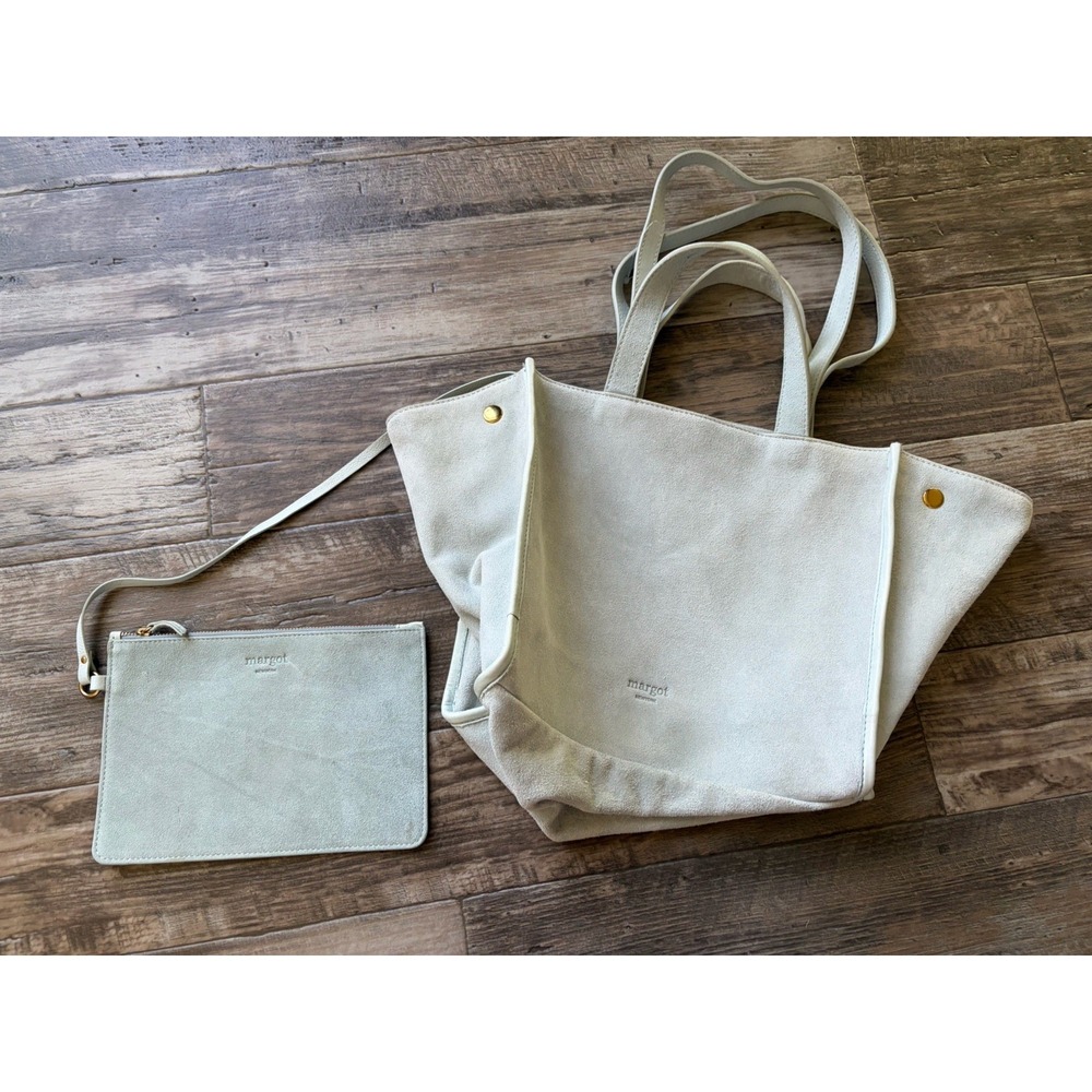 Margot New York Tote Bag Womens Large Green Suede Leather Shoulder Handbag Jaime